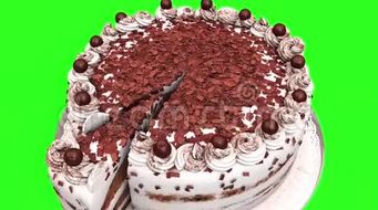 五年蛋糕生日快乐绿幕3D渲染动画