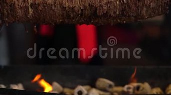 唐纳烤肉串下面有火和煤